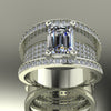 3.03ct Emerald Cut Joined Gold Trio Bridal Set - 03US85